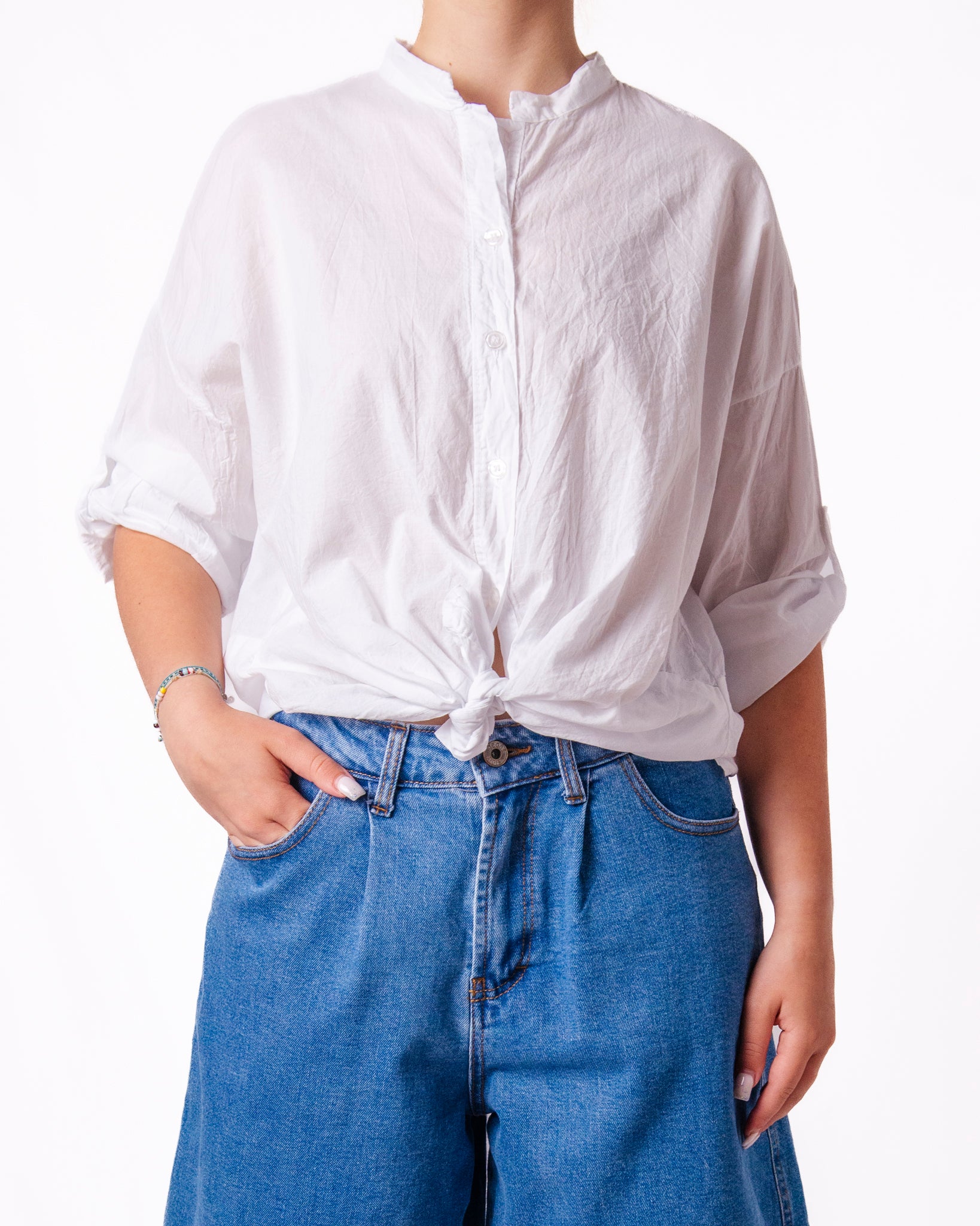 Blusa con Collo con Volant e Nodo in Vita Donna  -  1032UP