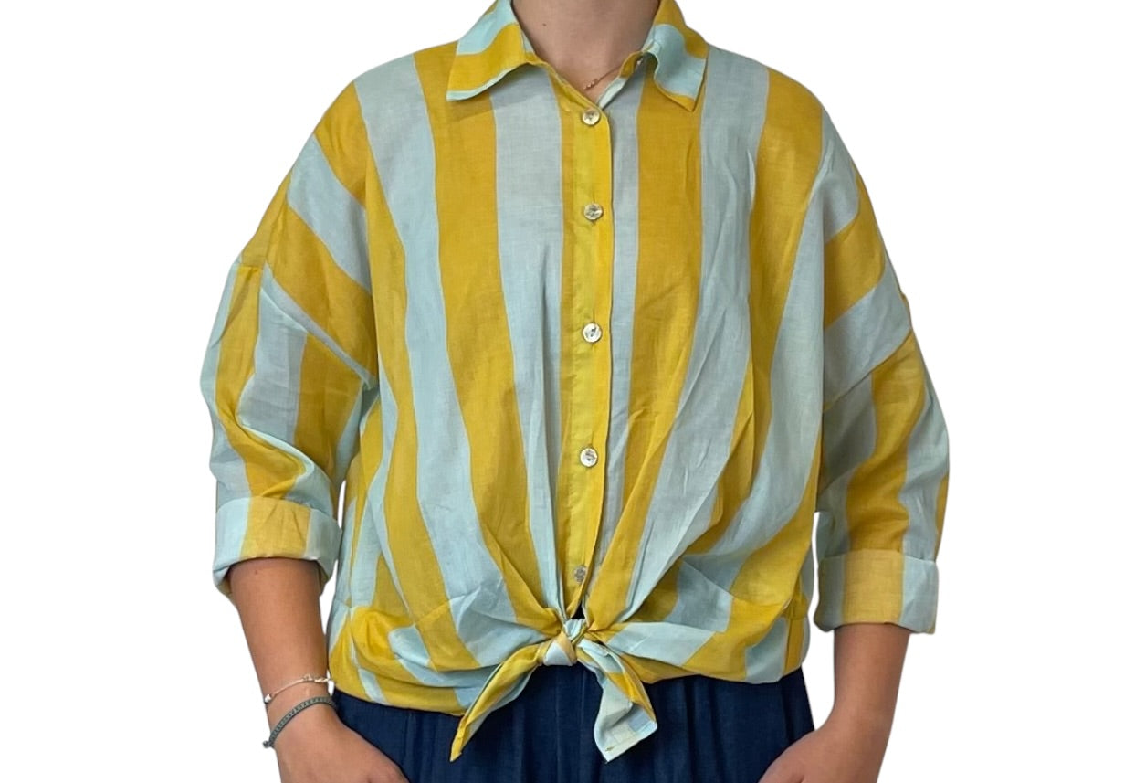 Camicia oversize a righe colletto classico Donna  -  81304V