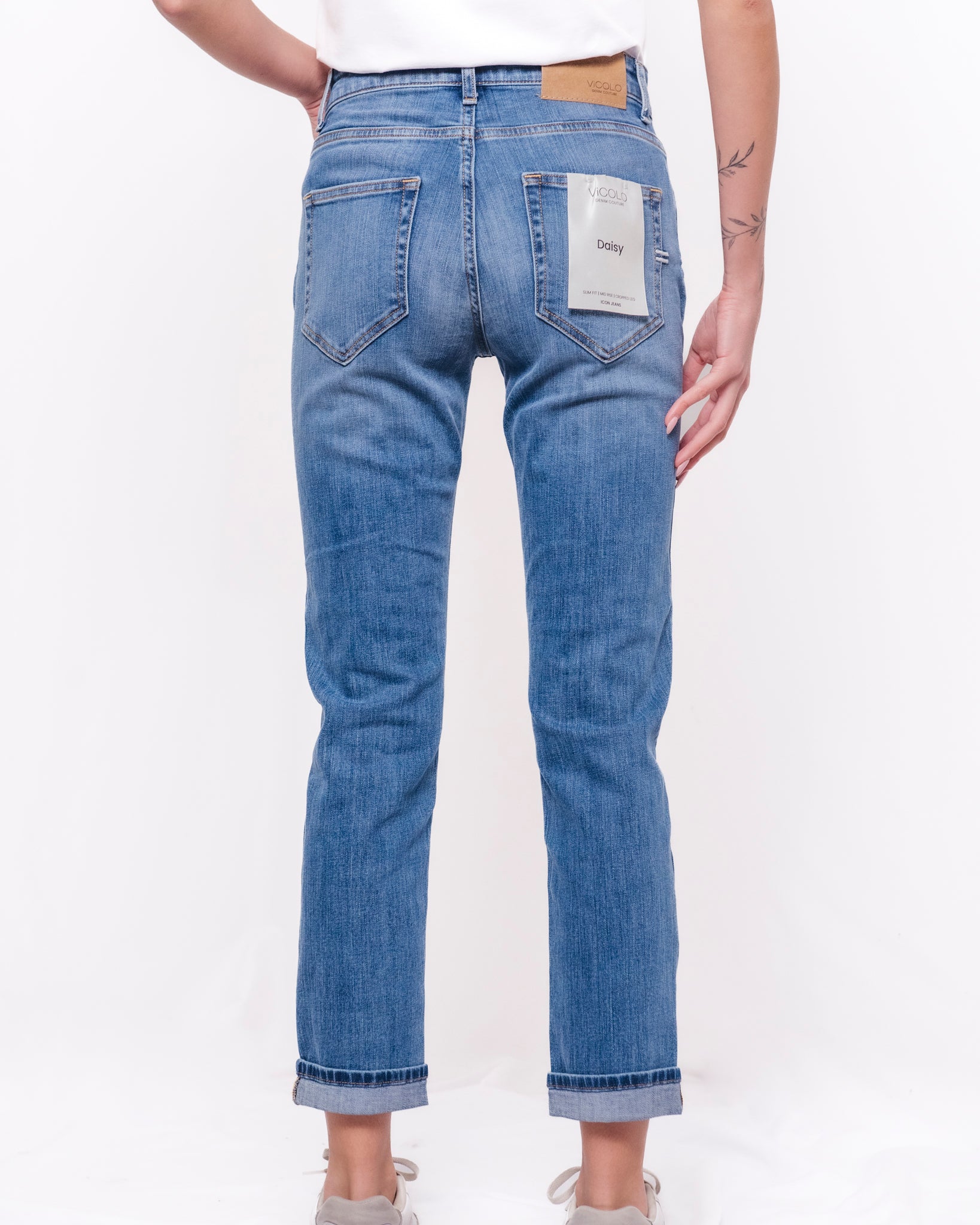 Jeans Daisy slim vita alta con risvolto Donna  -  DAB5127