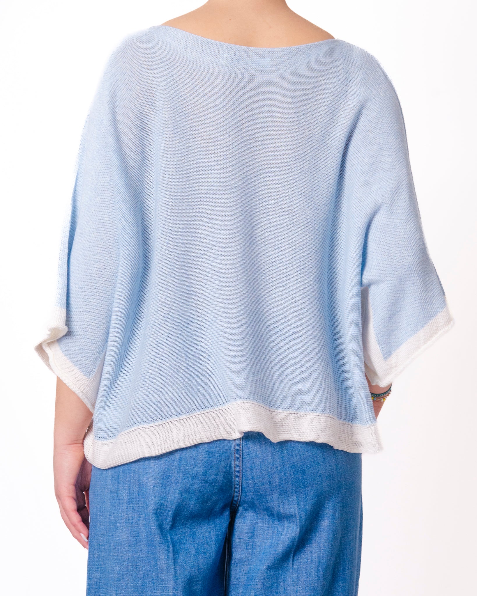Maglia oversize a pipistrello bordi a contrasto Donna  -  8634KA