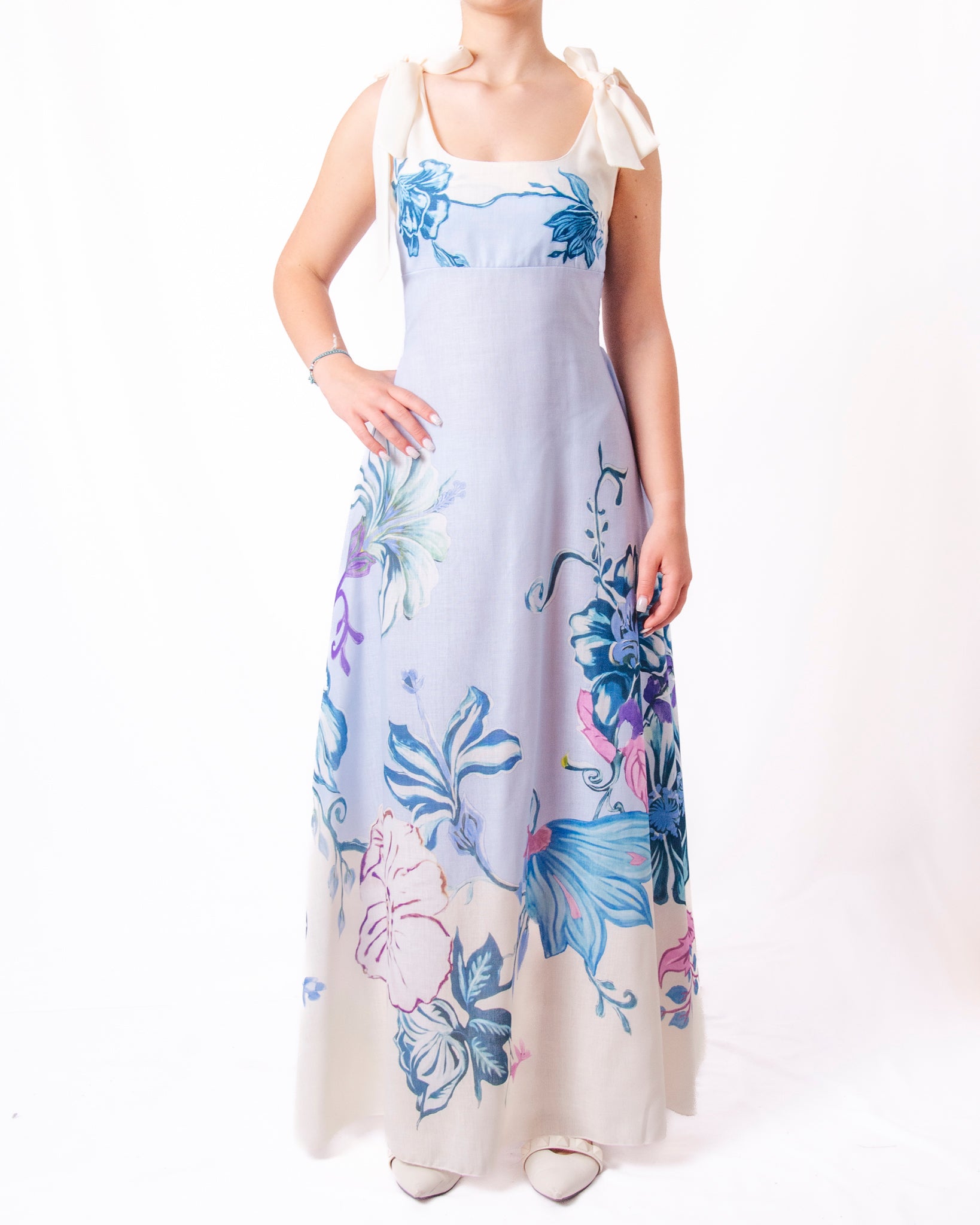 Abito lungo stampa floreale bustier smock bretelle Donna  -  26023