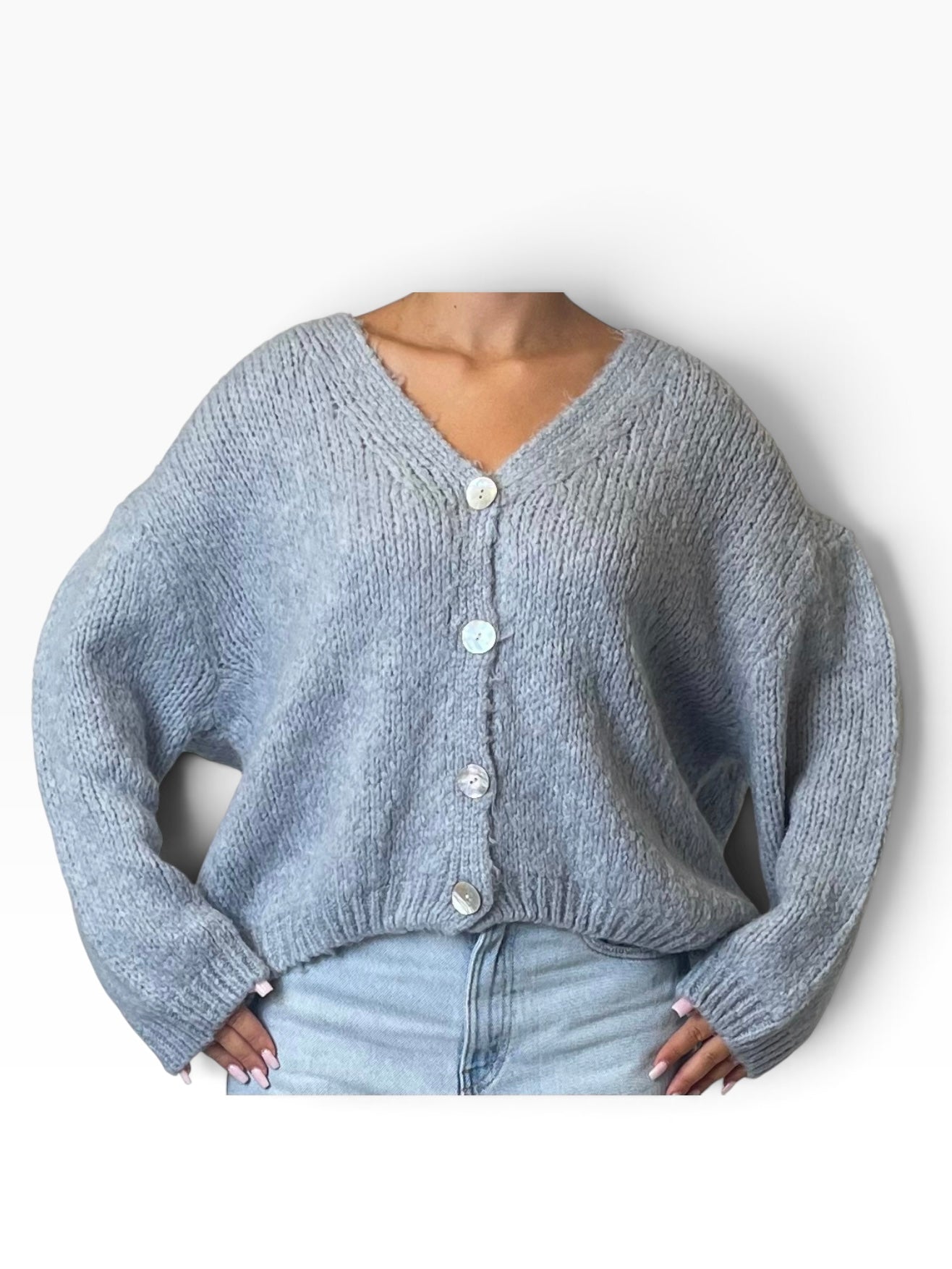 Cardigan oversize scollo V bottoni Donna  -  62412KA
