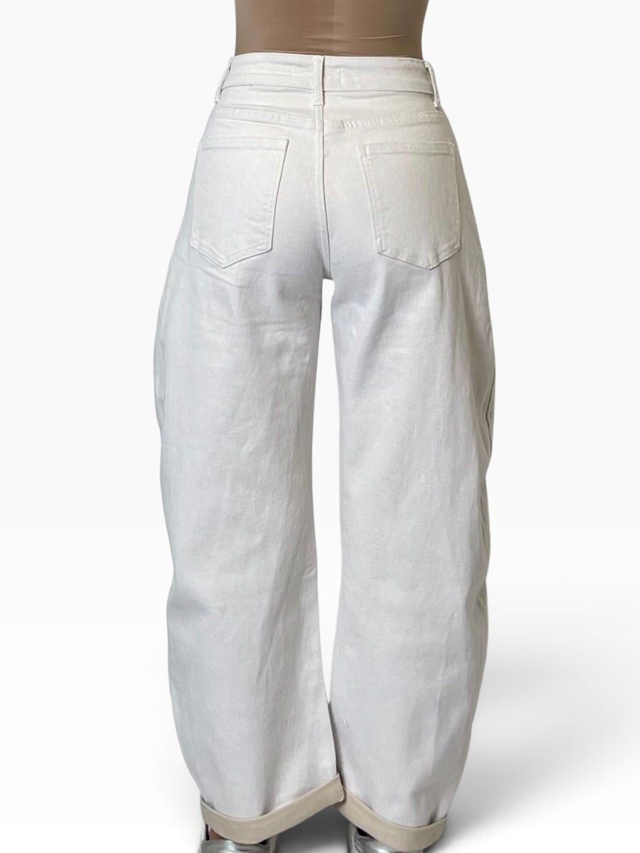 Jeans baggy vita alta risvolto Donna  -  32719CI