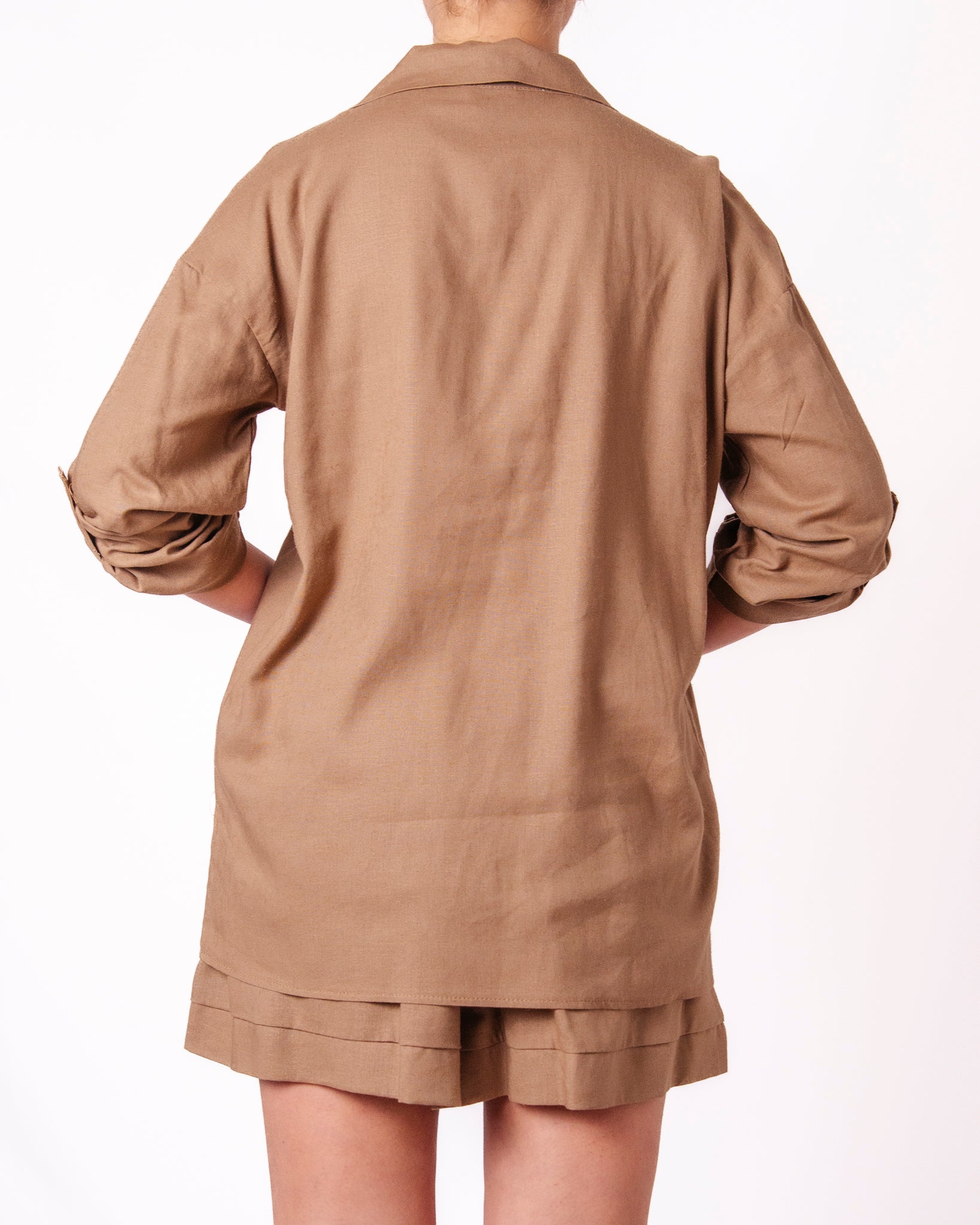 Coordinato camicia oversize e shorts in lino Donna  -  16166/26207
