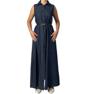 Abito Lungo Chemisier in Denim con Cintura Donna  -  6001KA