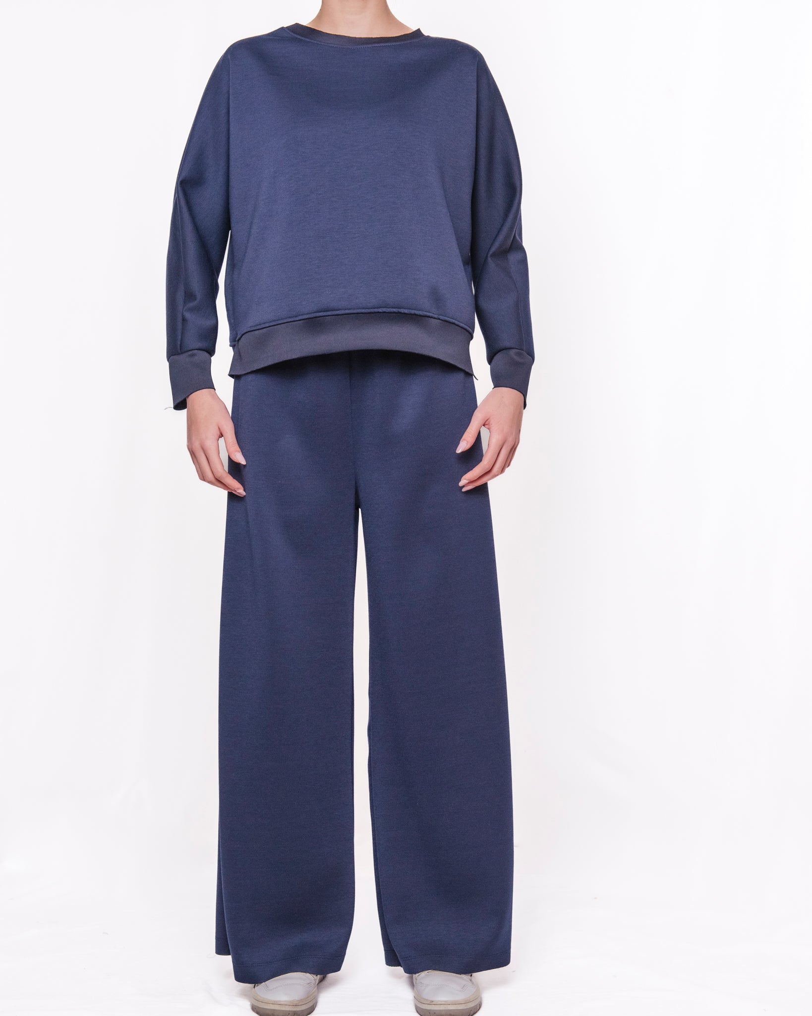Completo felpa e pantaloni a gamba larga tinta unita Donna  -  24255KA