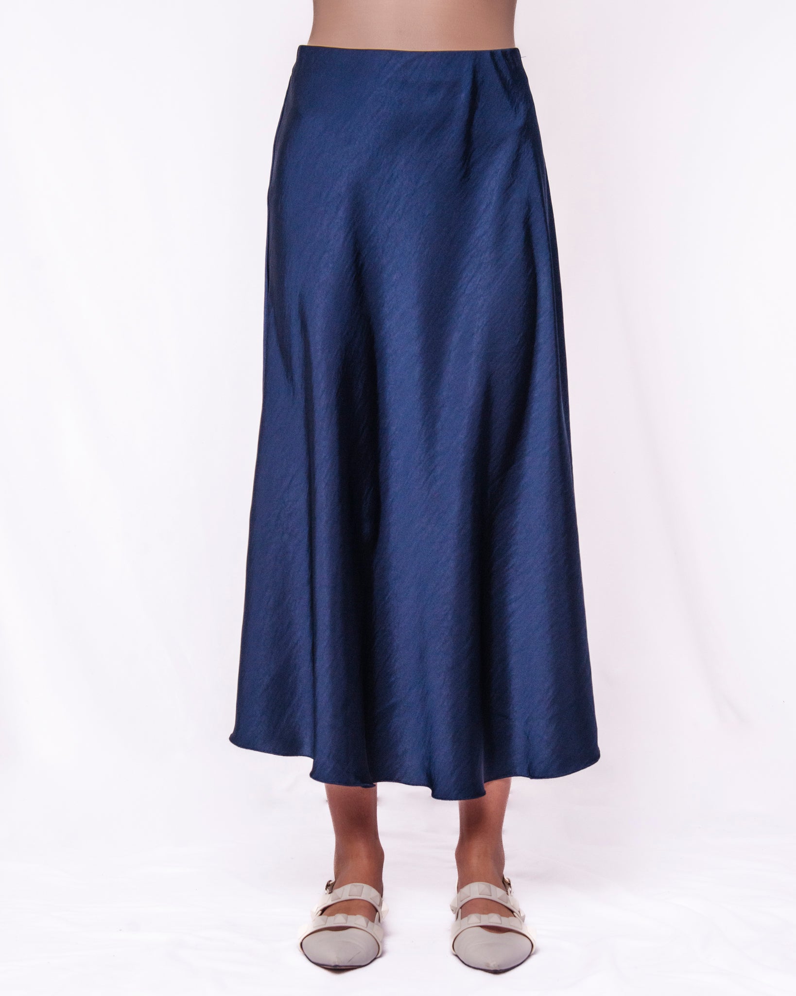 Gonna lunga effetto raso svasata elastico in vita Donna  -  853836EC