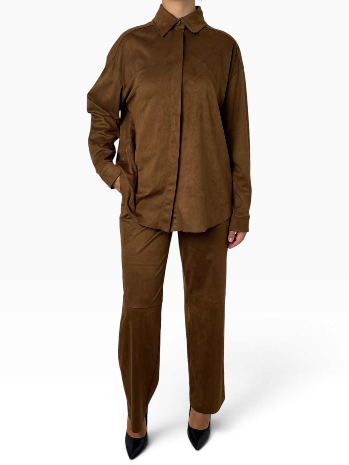Pantalone ampio effetto scamosciato Donna  -  MW2650106