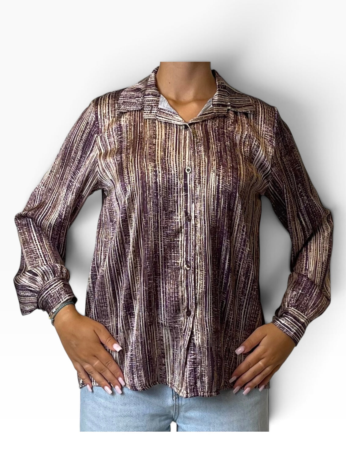 Camicia fantasia rigata effetto satinato Donna  -  867214EC
