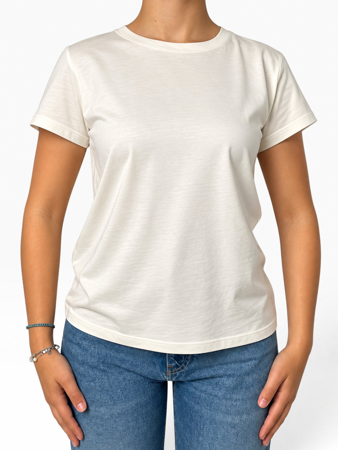 T-shirt girocollo essenziale in cotone Donna  -  SH000904