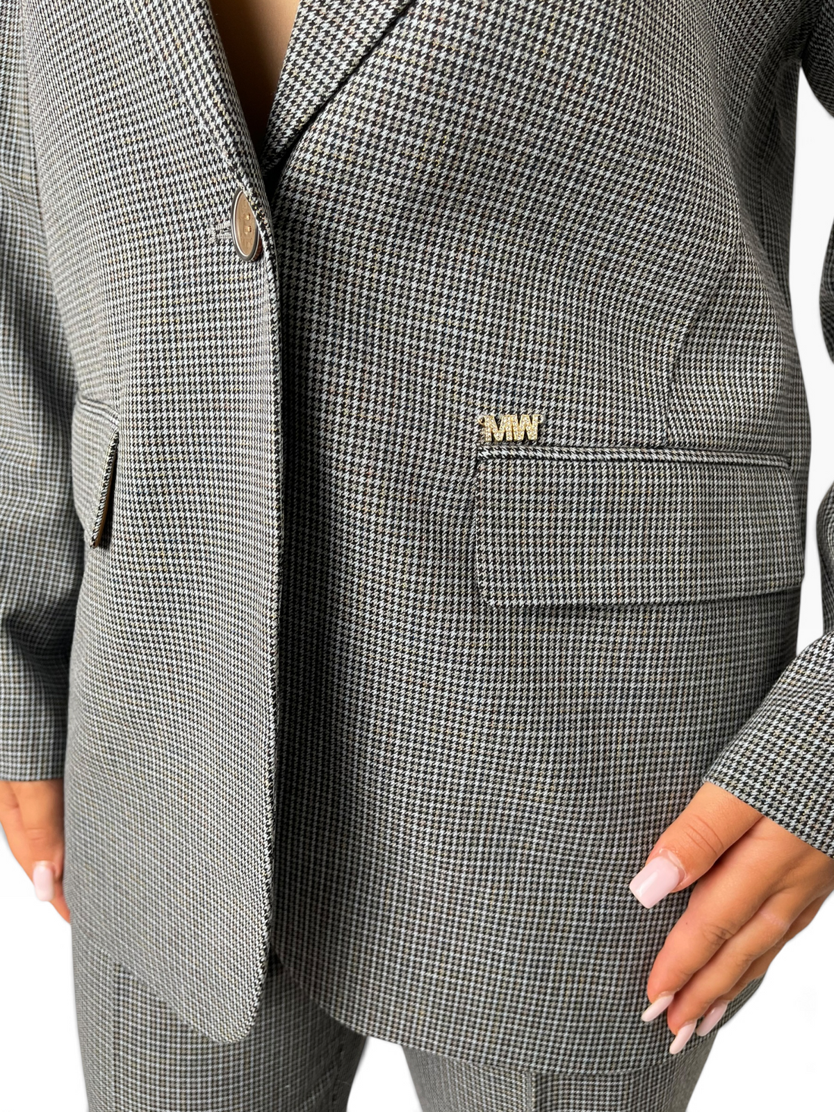 Completo blazer microfantasia pantalone palazzo Donna  -  MW2660003