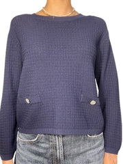 Maglione girocollo in maglia con tasche sul fronte Donna  -  12376KA