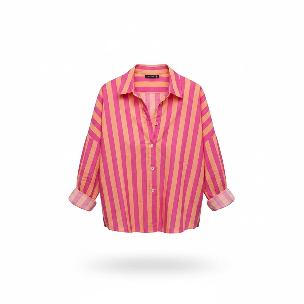 Camicia oversize a righe colletto classico Donna  -  81304V