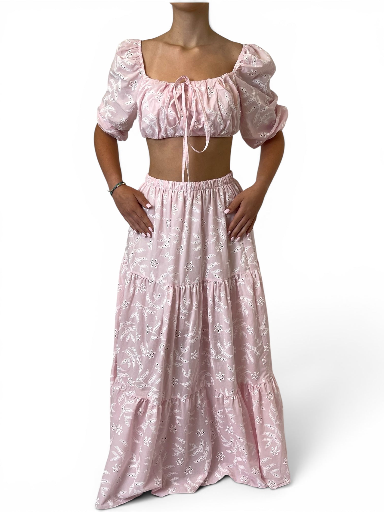 Completo Sangallo Crop e Gonna Lunga Donna  -  6948/6949
