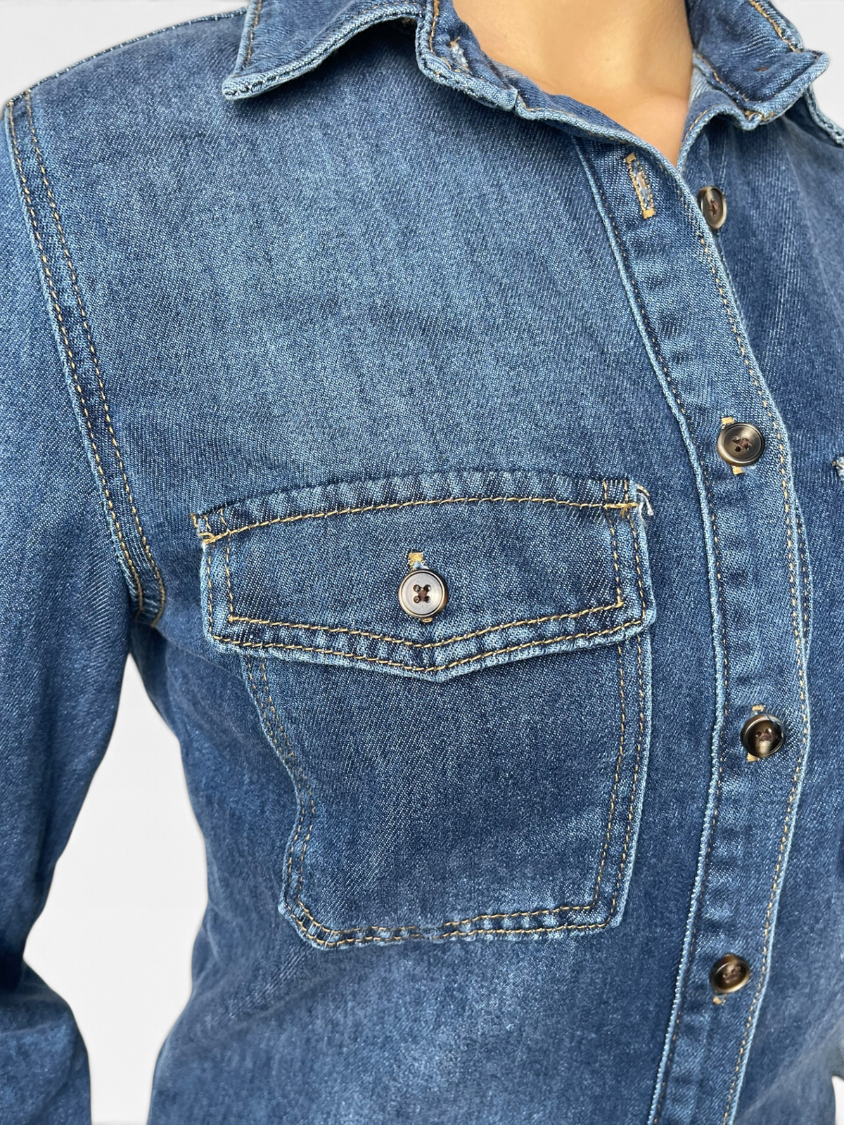 Camicia denim tasche petto sagomata Donna  -  226102KA