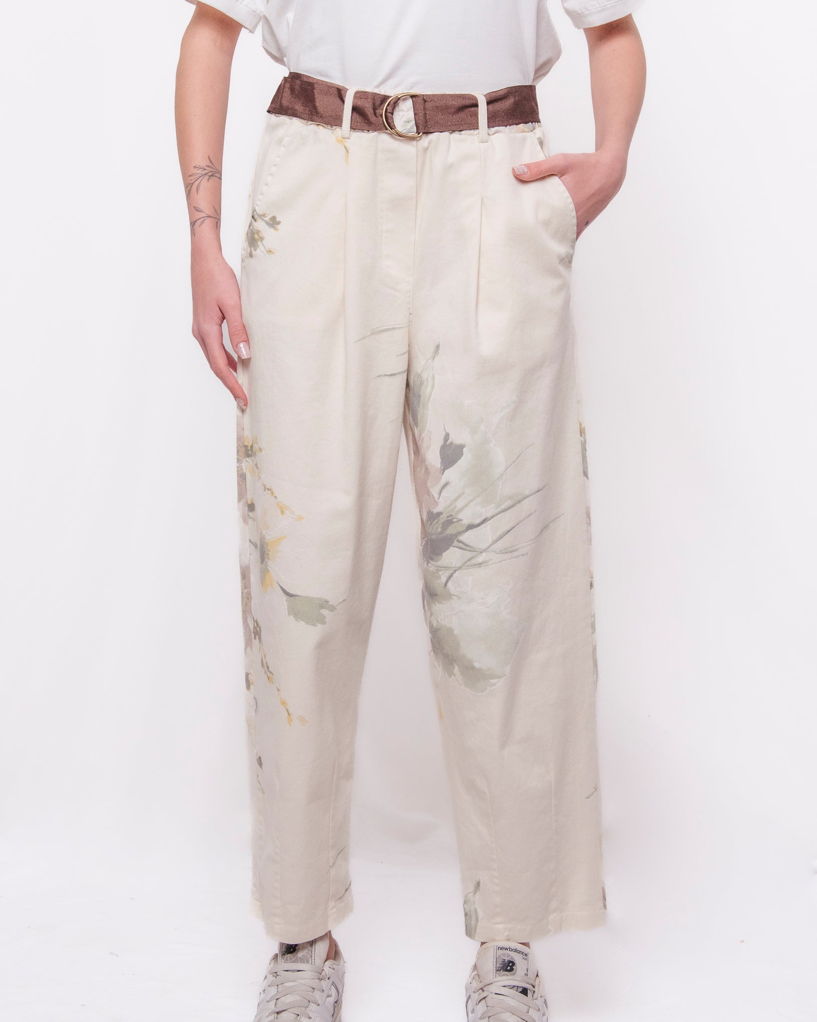 Pantaloni wide leg stampa floreale elastico in vita Donna  -  TAB0396