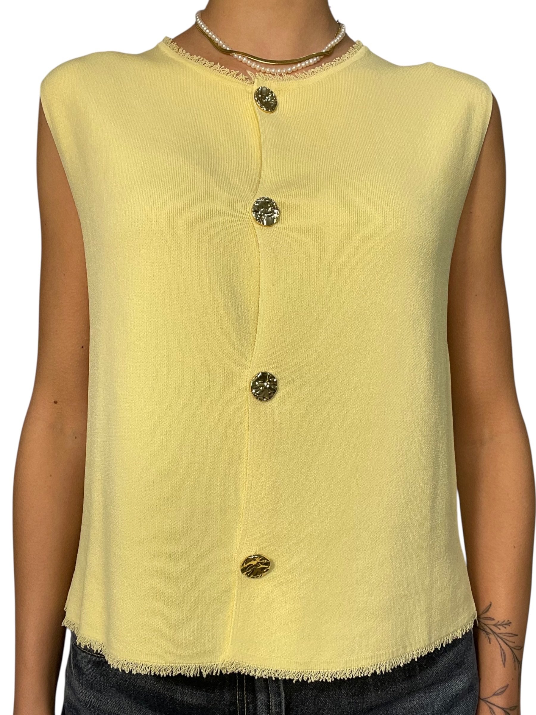 Gilet senza maniche con bottoni dorati Donna  -  12392KA