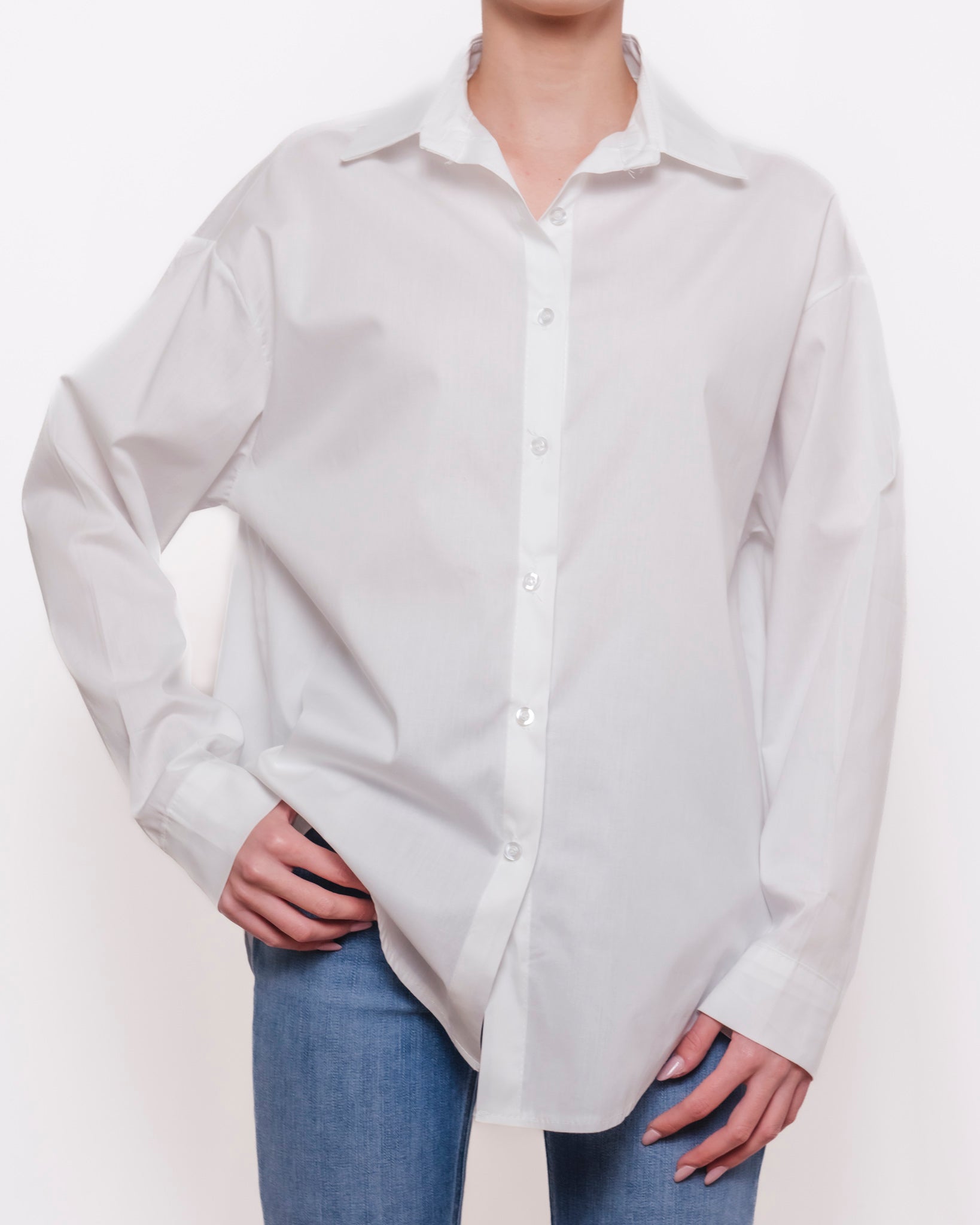 Camicia oversize maniche lunghe con colletto classico Donna  -  1029EC