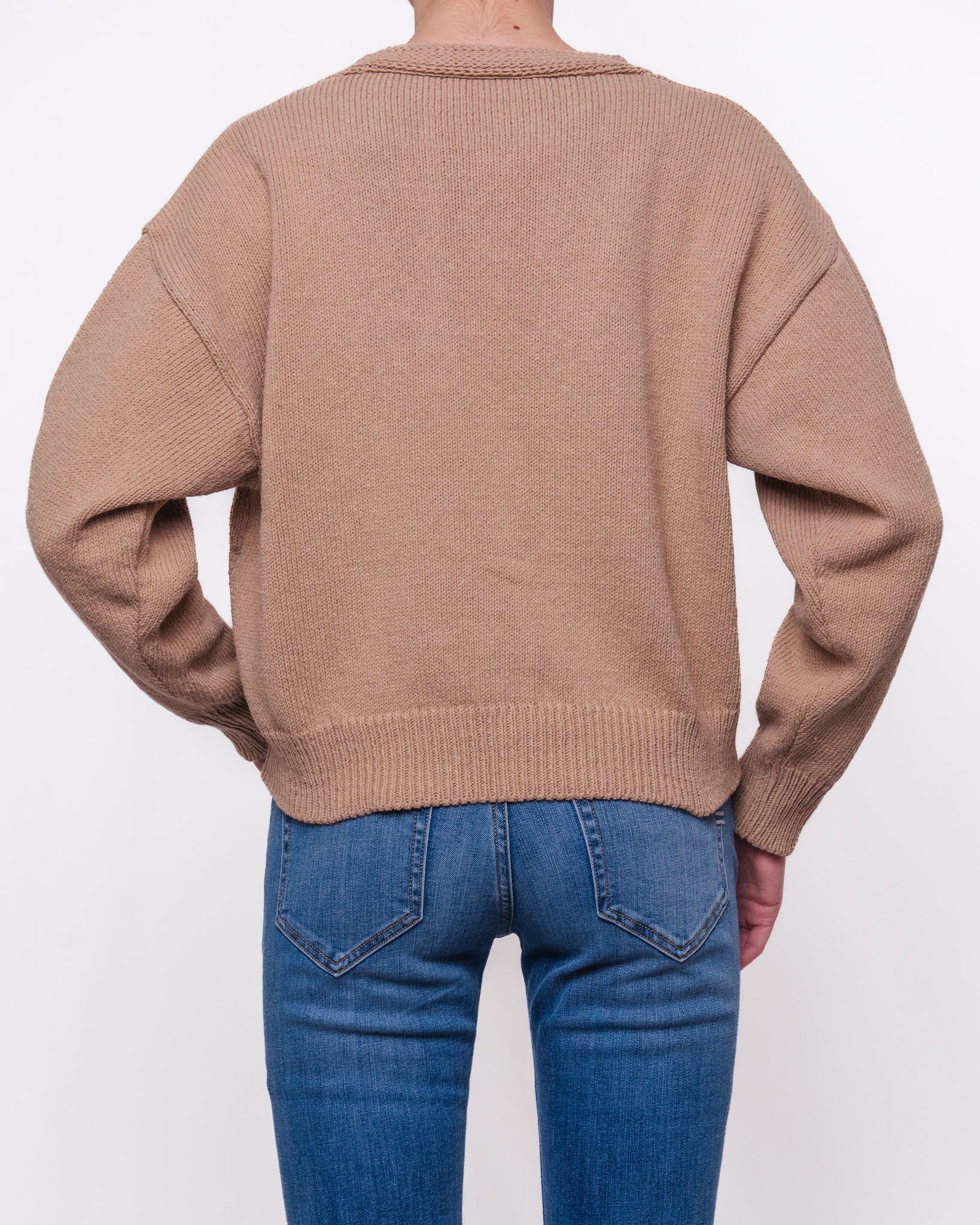Cardigan oversize scollo a V bottoni a contrasto Donna  -  5AB5015