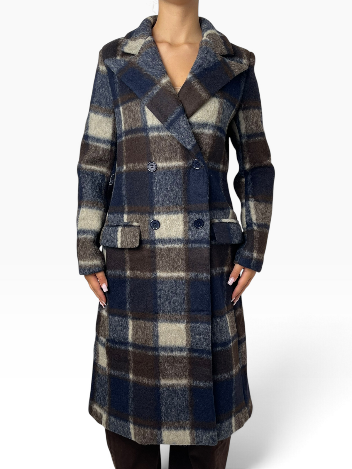 Cappotto doppiopetto a quadri Donna  -  7316CI