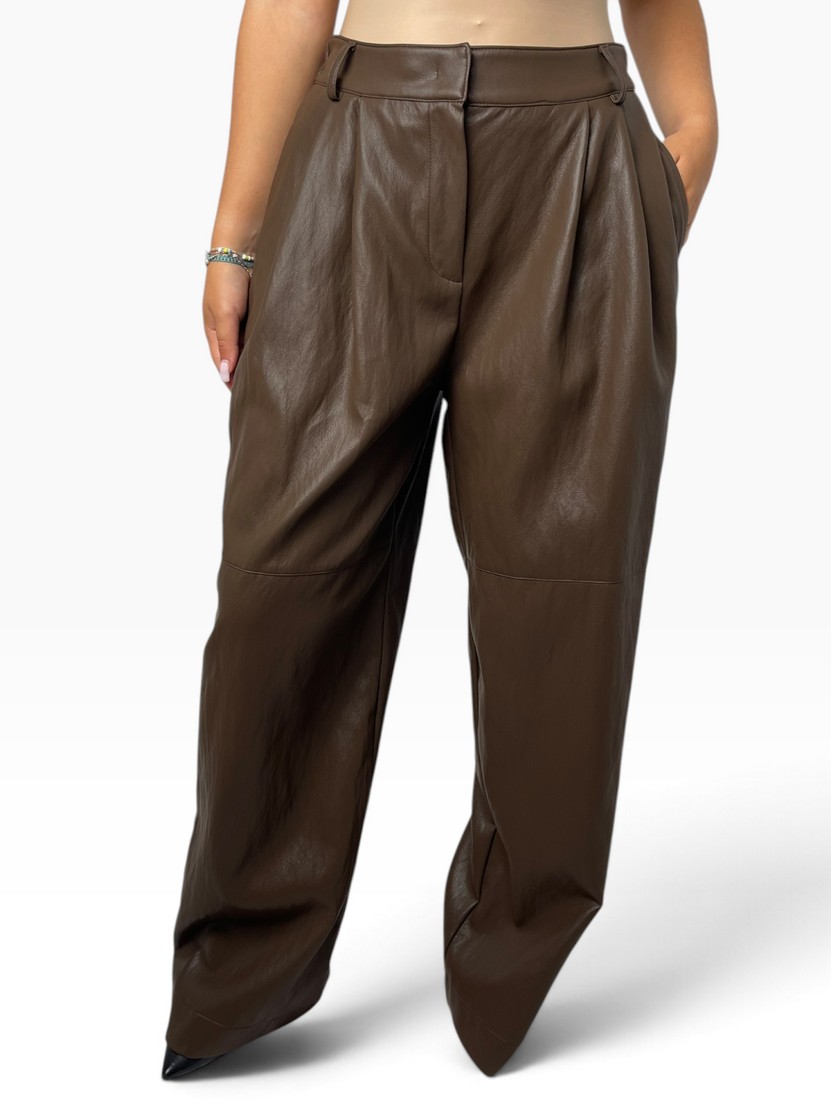 Pantalone ampio in ecopelle con pinces Donna  -  5084CI