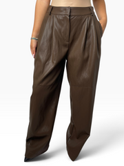 Pantalone ampio in ecopelle con pinces Donna  -  5084CI