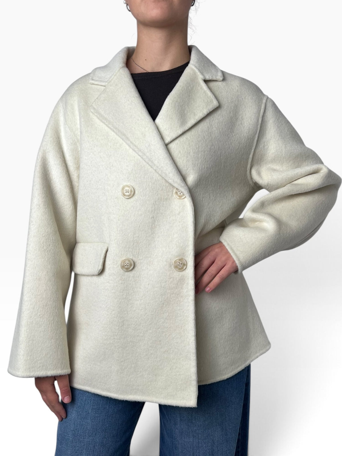 Cappotto corto doppiopetto in maglia Donna  -  CA02
