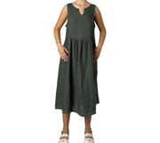 Abito Midi Svasato in Lino con Scollo a V Donna  -  2191KA