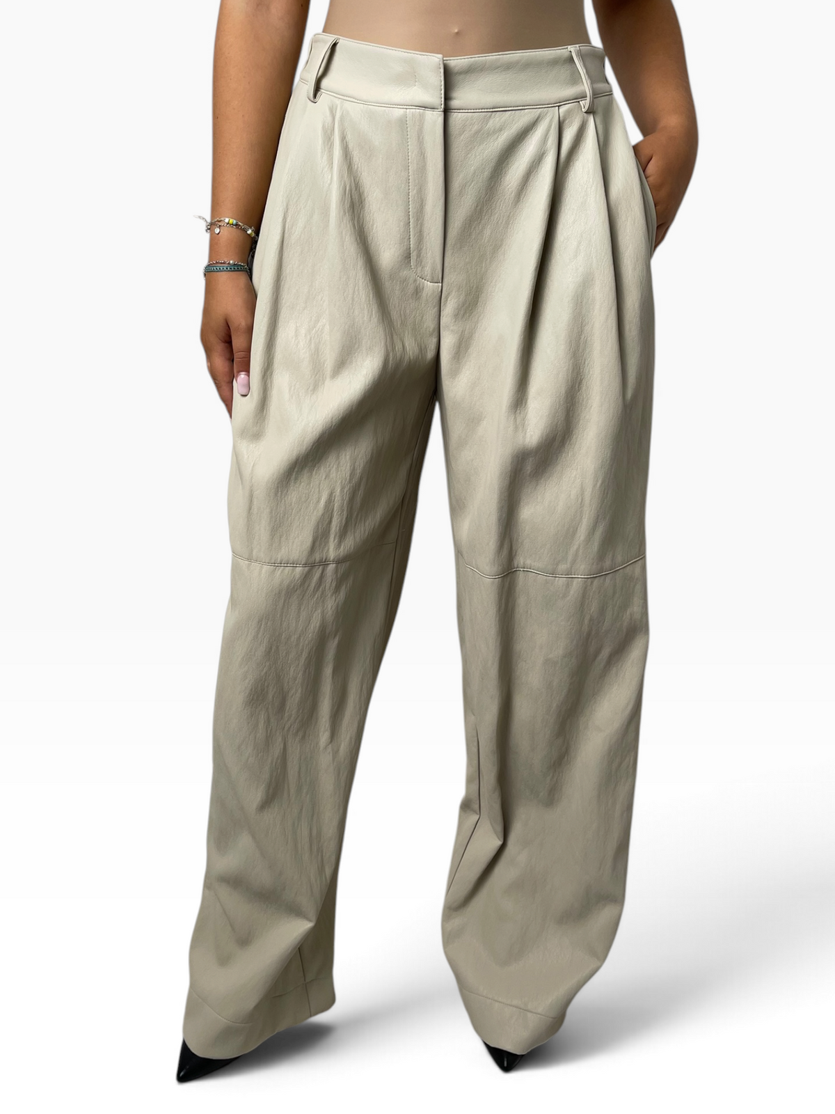 Pantalone ampio in ecopelle con pinces Donna  -  5084CI