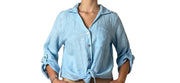 Camicia in Lino Rosa con Nodo in Vita Donna  -  2202EC