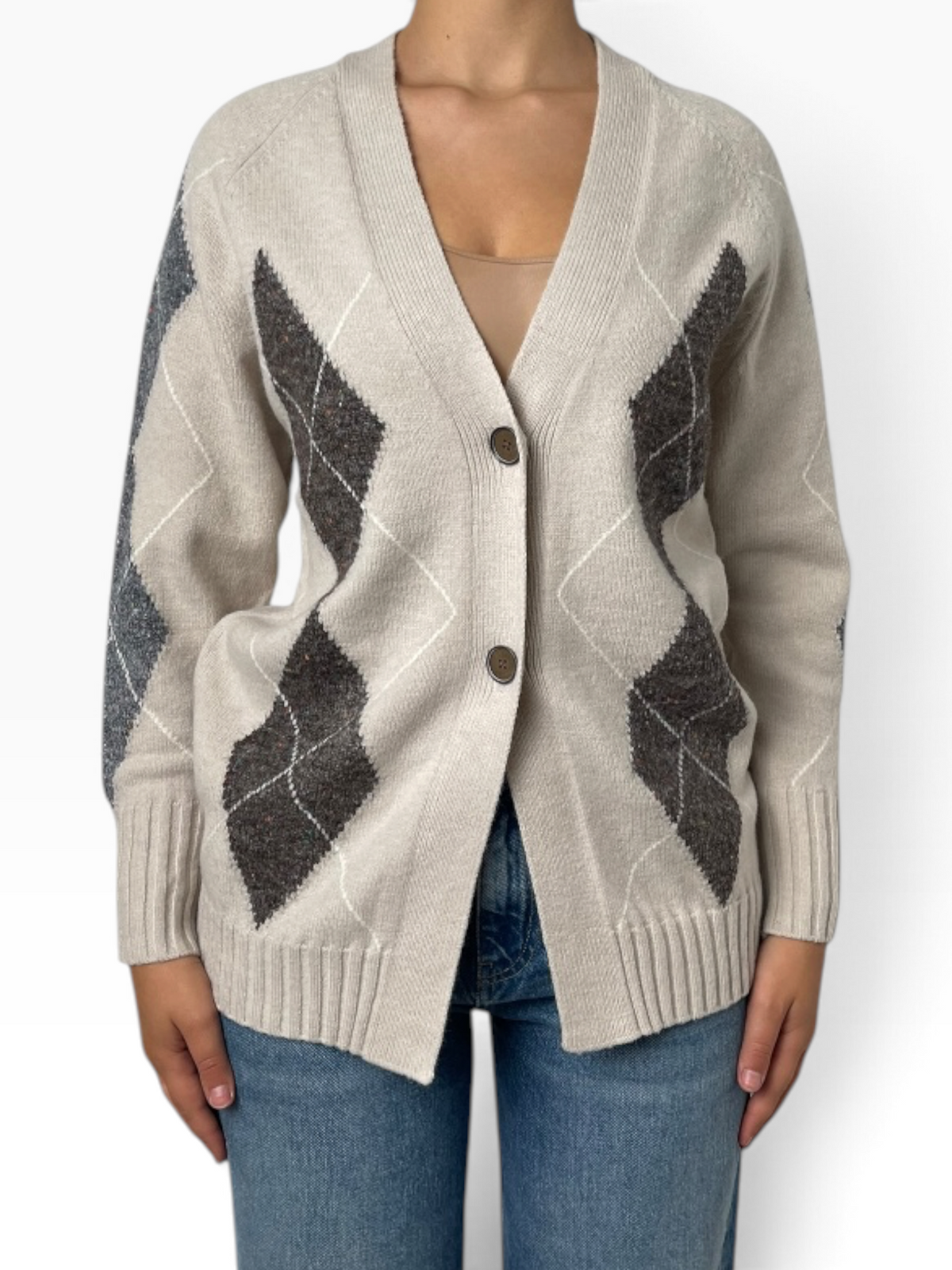 Cardigan morbido a rombi Donna  -  MW2600103