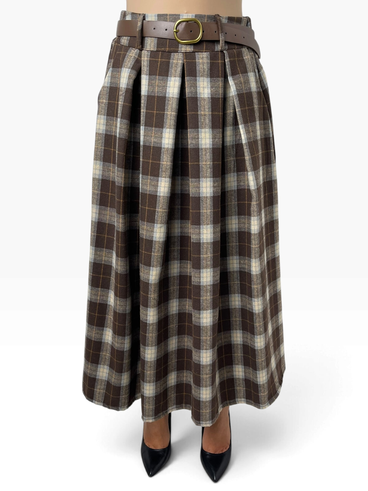 Gonna lunga svasata a quadri Donna  -  3392211KA