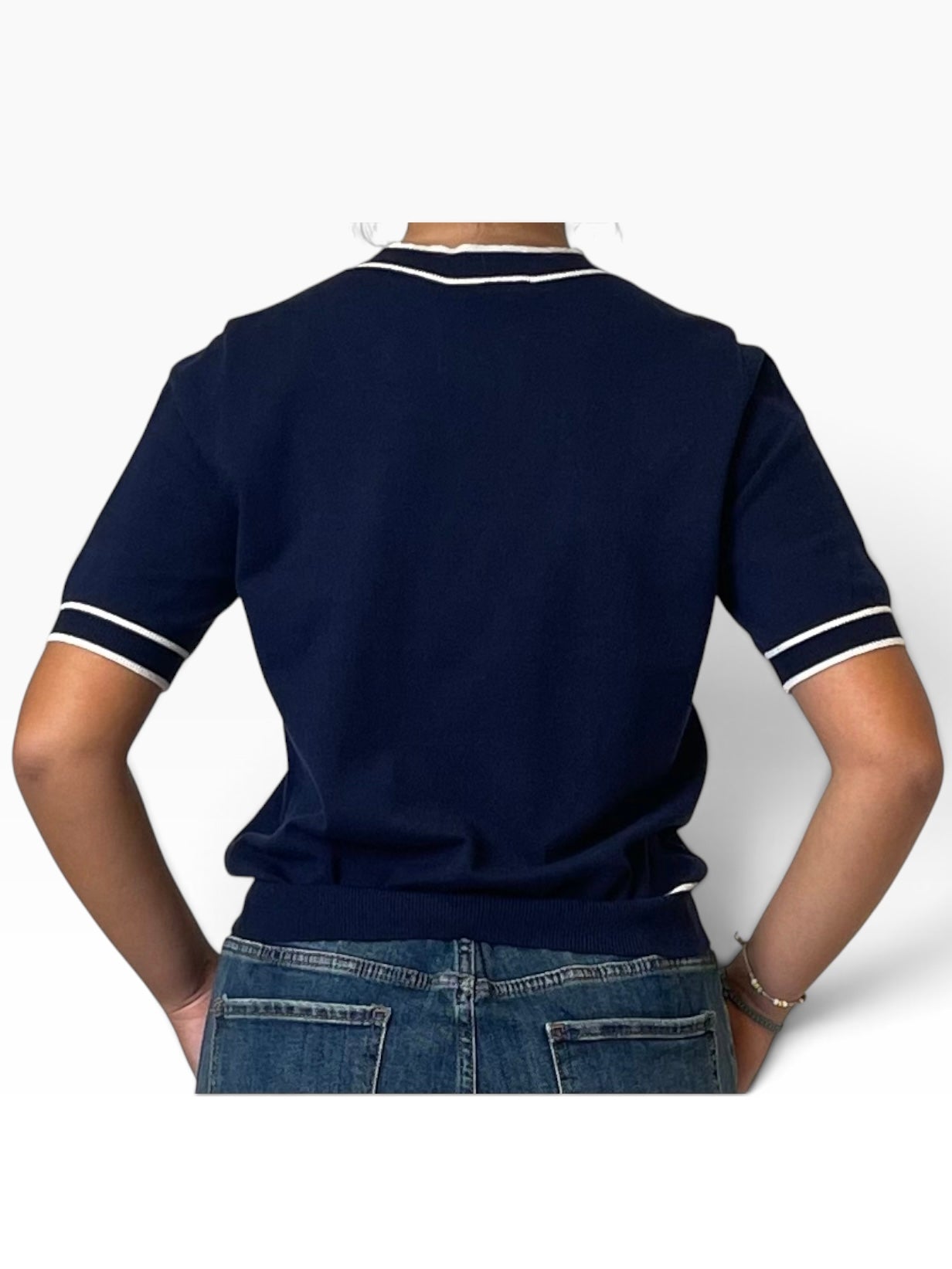 Maglia manica corta profili contrasto Donna  -  6159KA