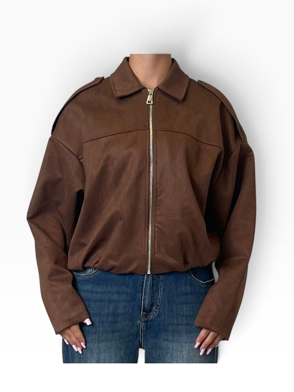 Giubbino oversize zip fondo elasticizzato Donna  -  28081EC