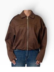 Giubbino oversize zip fondo elasticizzato Donna  -  28081EC