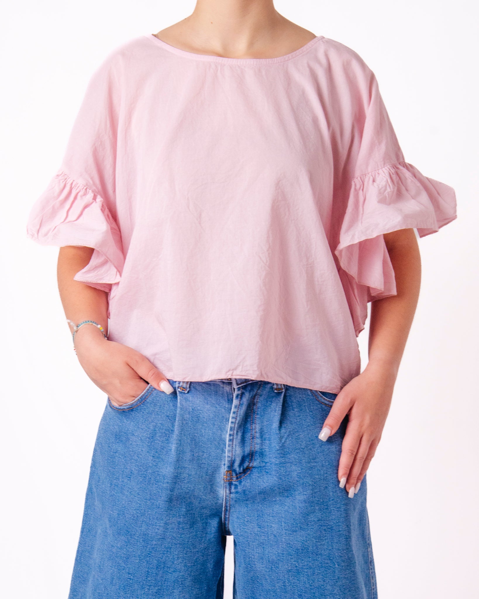 Top Blusa Maniche Volant Donna  -  12028UP