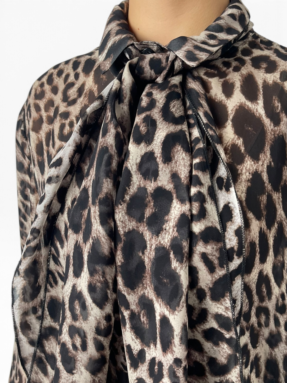 Camicia fluida animalier con lacci Donna  -  I265146
