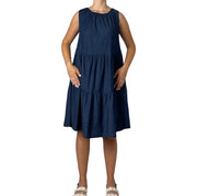 Abito Midi Effetto Denim con Gonna a Balze Donna  -  1610EC