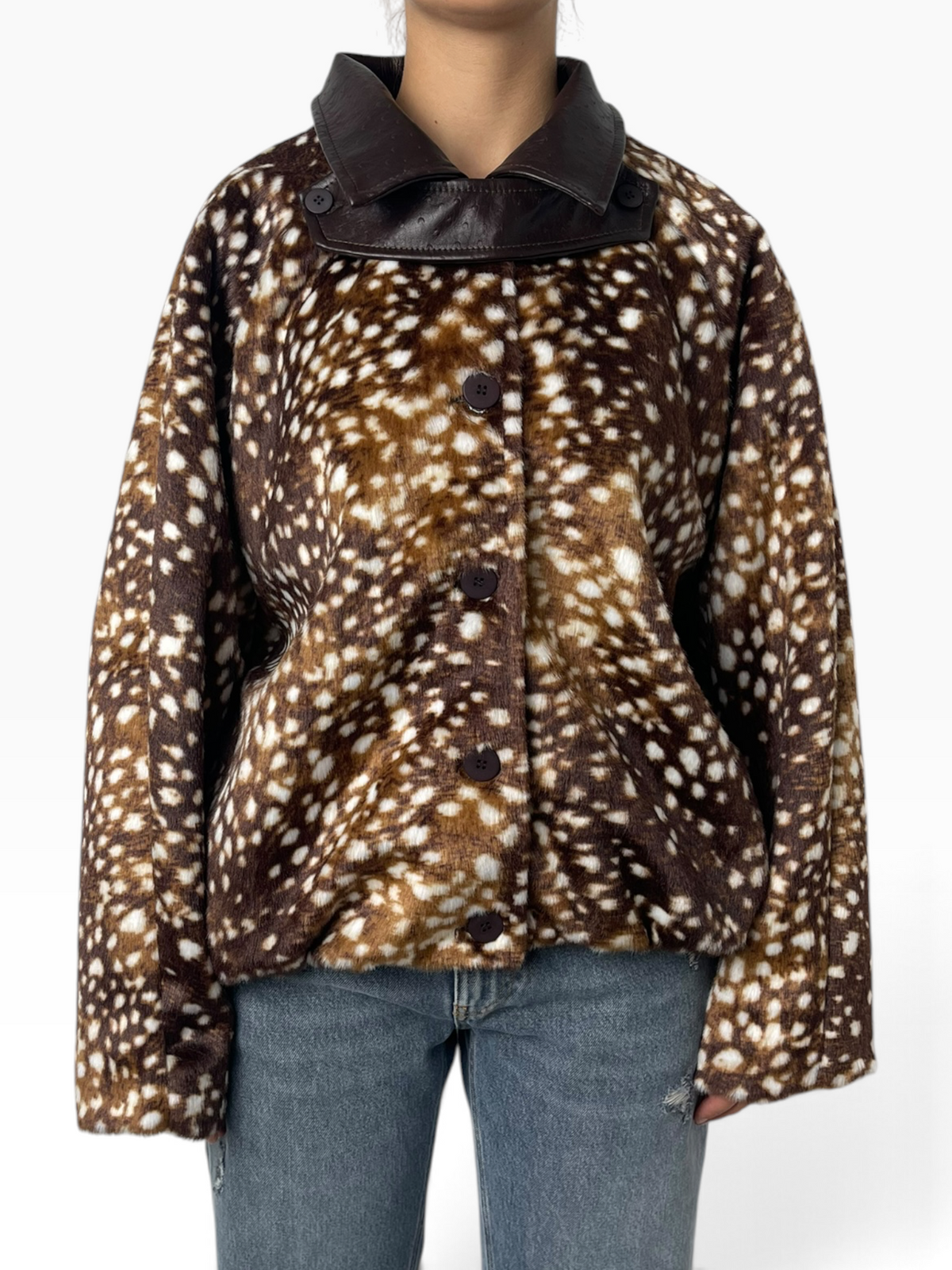 Giubbino oversize in stampa cerbiatto Donna  -  03877LU