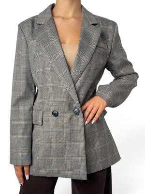 Blazer doppiopetto in tessuto principe di Galles Donna  -  19962KA