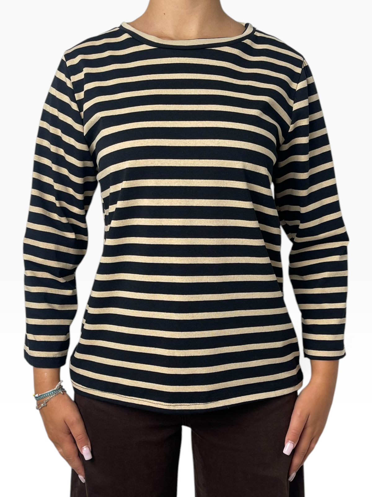 Maglia a righe con girocollo Donna  -  2706KA