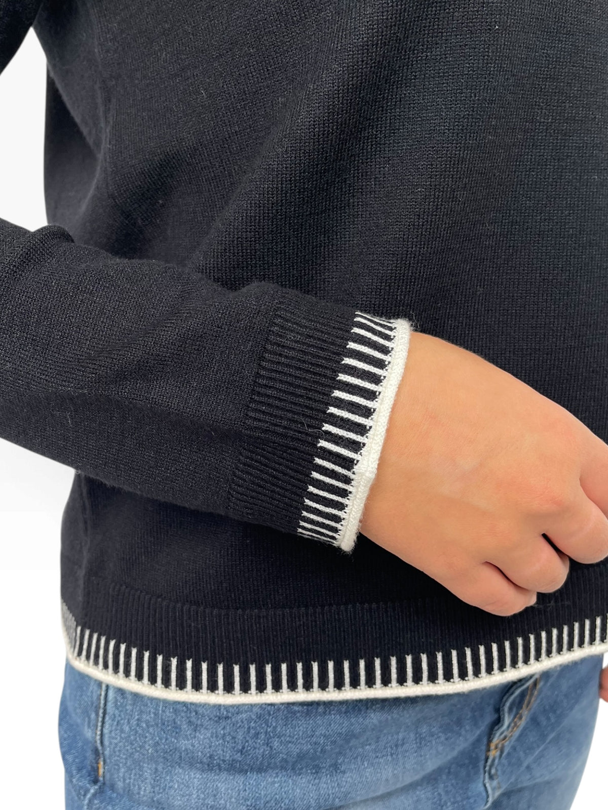 Maglia girocollo bordi a contrasto Donna  -  31747KA