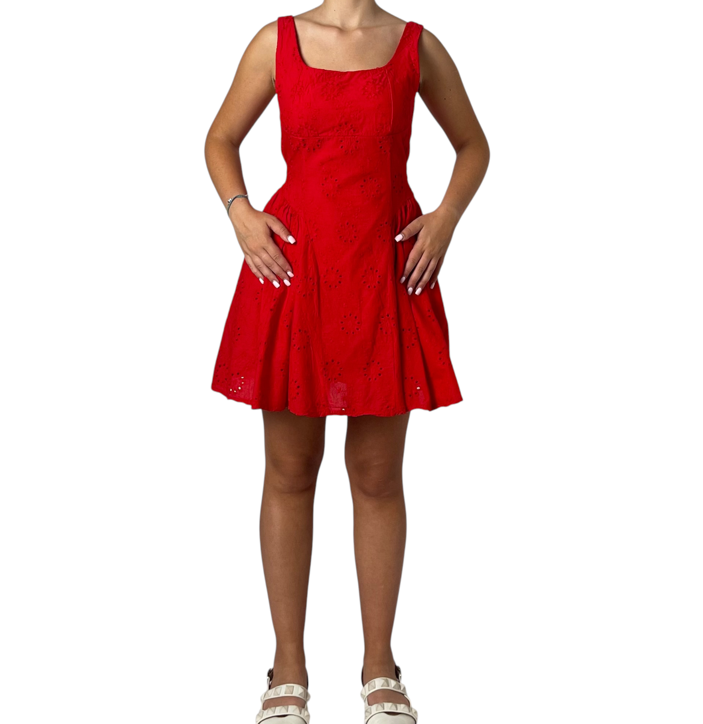 Abito Corto Svasato con Ricami Sangallo Donna  -  13325EL