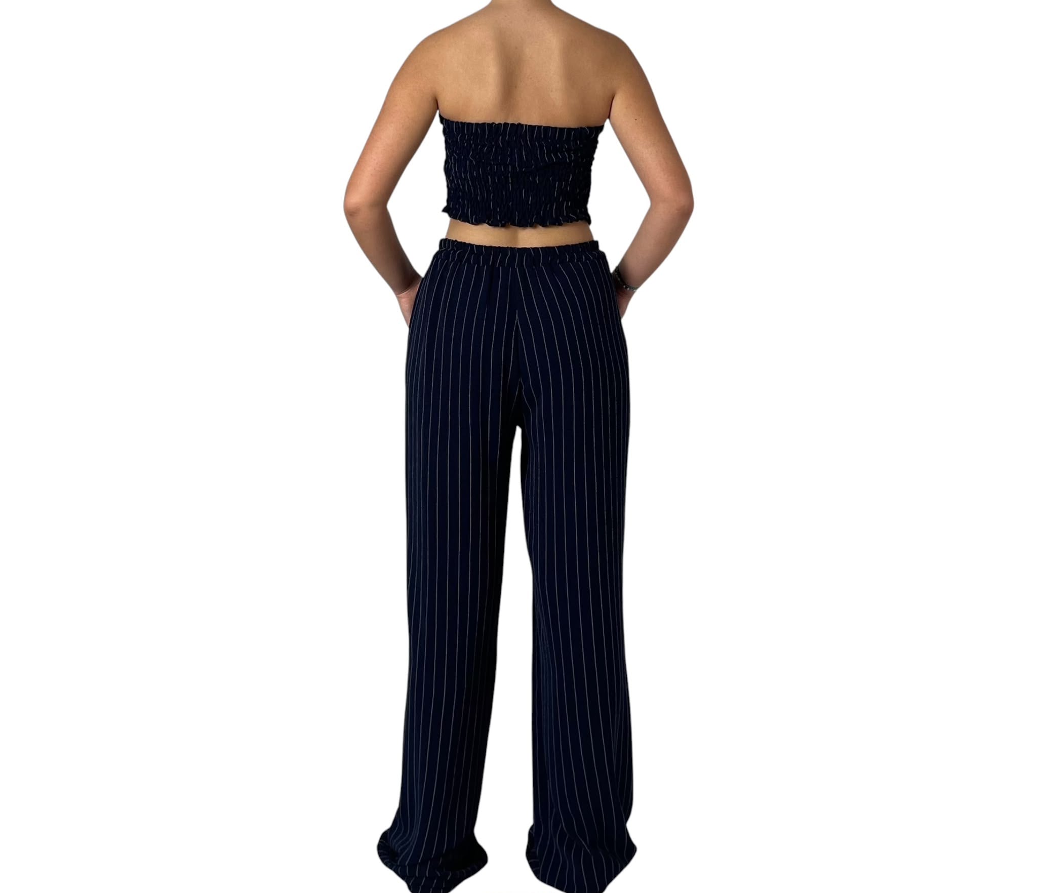 Completo a Righe con Top a Fascia e Pantalone a Palazzo Donna  -  47465/475226BO