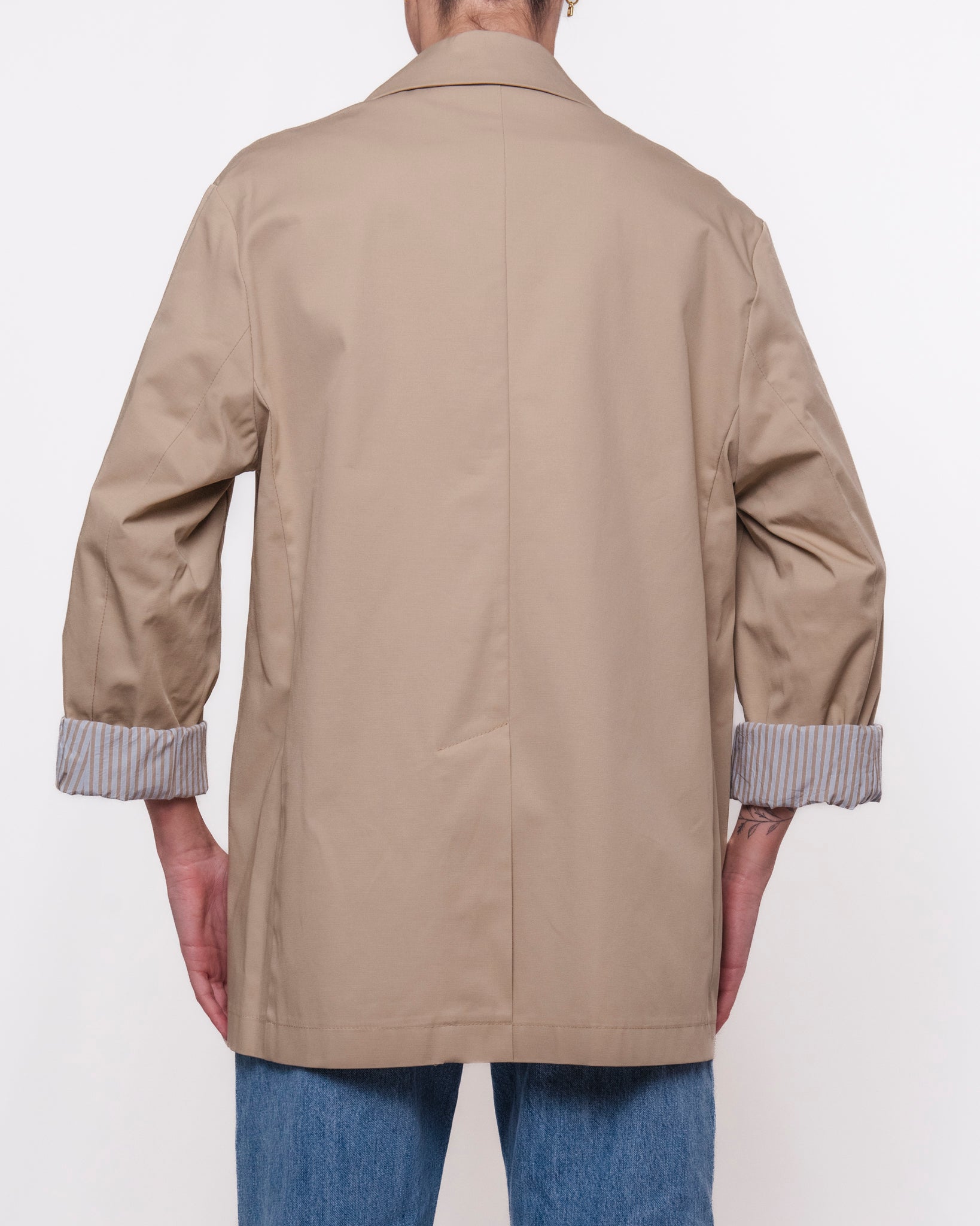 Blazer oversize monopetto risvolto a righe Donna  -  A02N0043