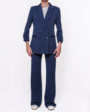 Completo giacca lunga doppiopetto e pantaloni a zampa Donna  -  81008+81006V