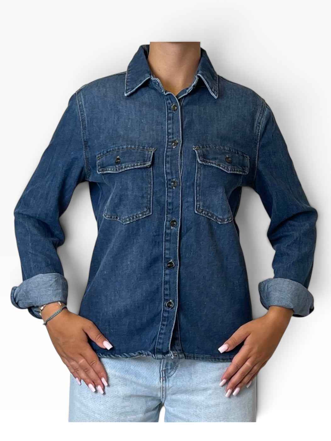 Camicia denim tasche petto sagomata Donna  -  226102KA
