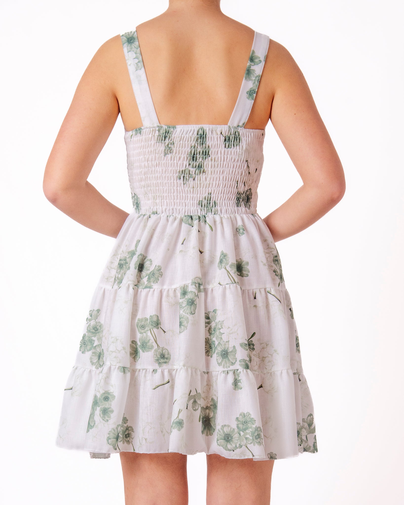 Abito corto stampa floreale bretelle gonna a balze Donna  -  6978