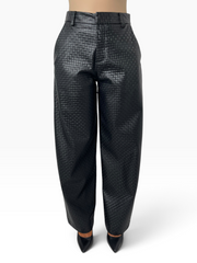 Pantaloni effetto pelle intrecciata larghi Donna  -  6214LU