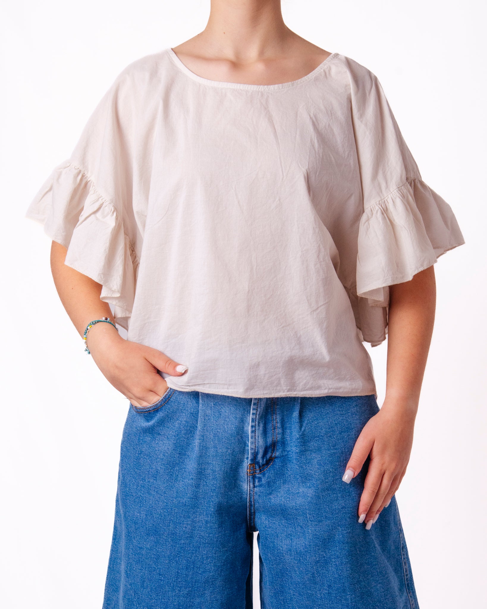 Top Blusa Maniche Volant Donna  -  12028UP